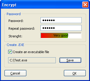Picture of the window to set a password for the password image.